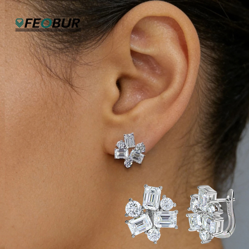 8.2cttw Baguette and Round Moi - Cluster Stud Ear recension och pris