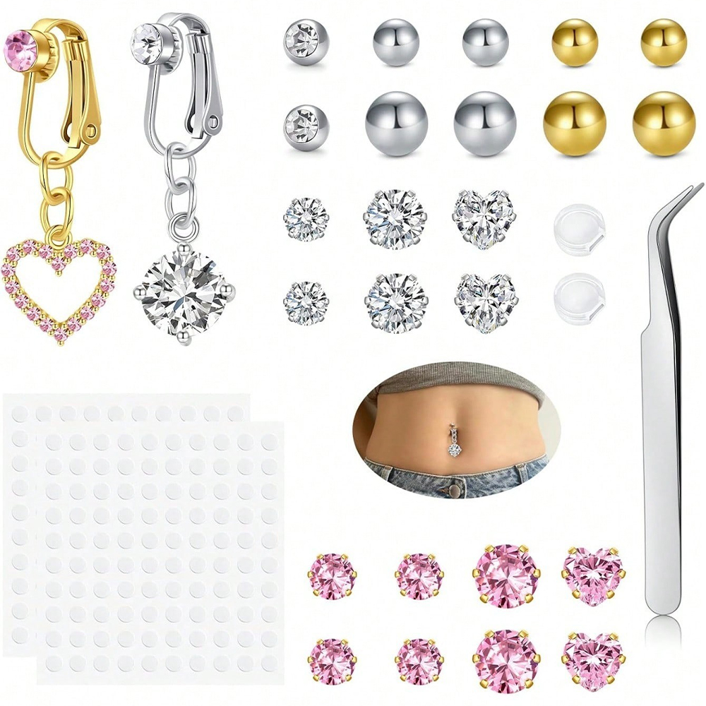 Gold Fake Belly Piercing Cubic - Body Jewelry Piercing recension och pris