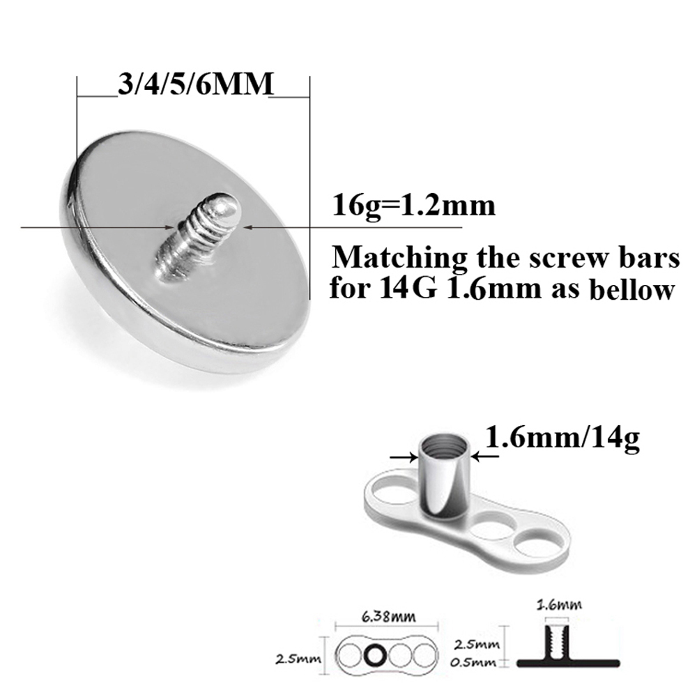 1 PC Surgical Steel Prong zirc - Dermal Anchor Top recension och pris