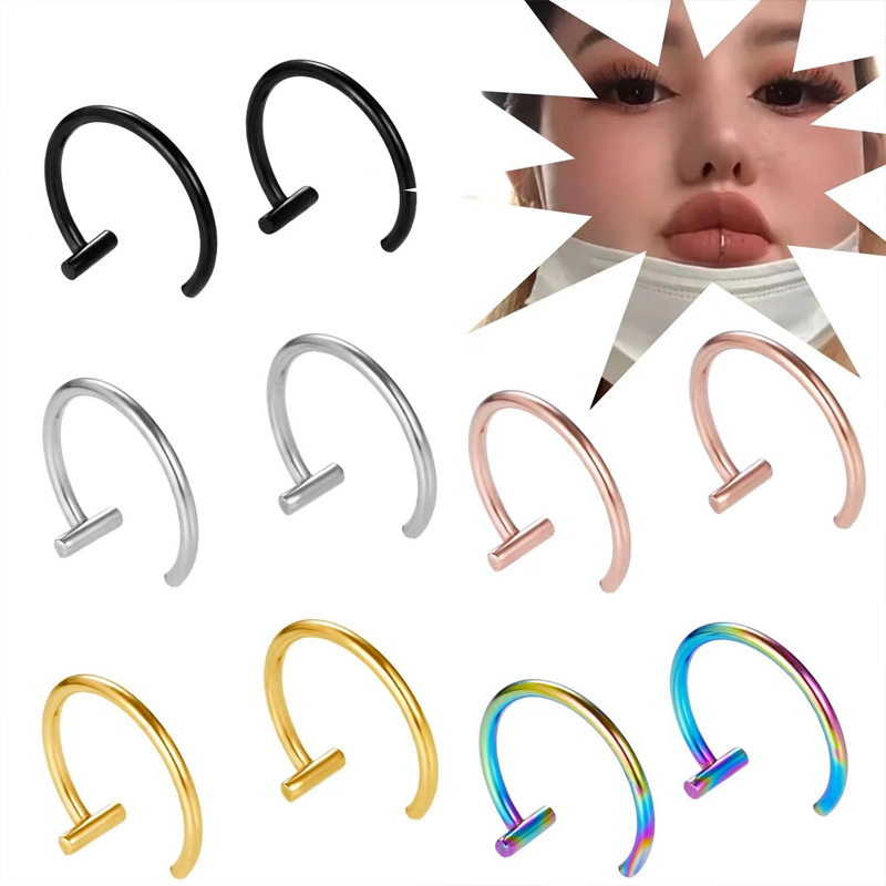 18G Surgical Steel Lip Ring Ha - Body Jewelry Surgical Steel recension och pris