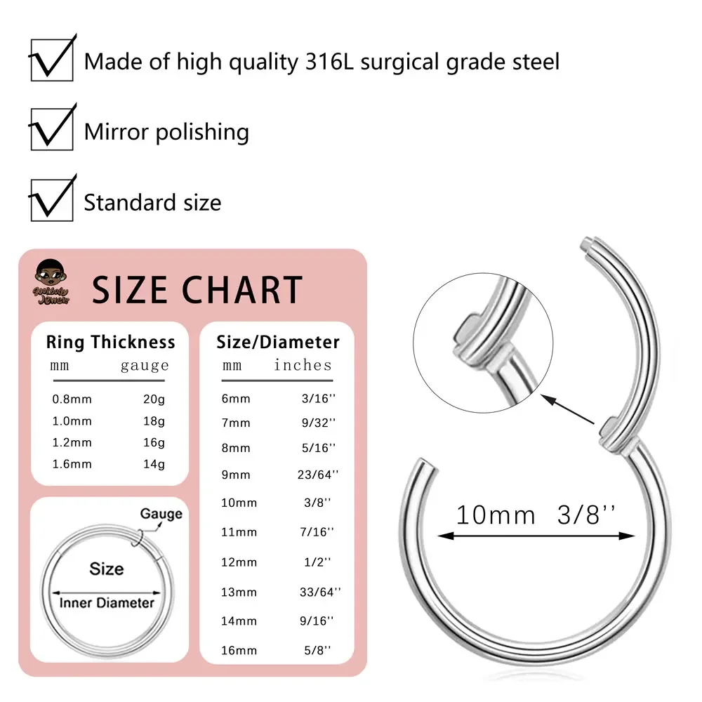 10Pcs 316L Stainless Steel Nos - Body Jewelry Quality recension och pris