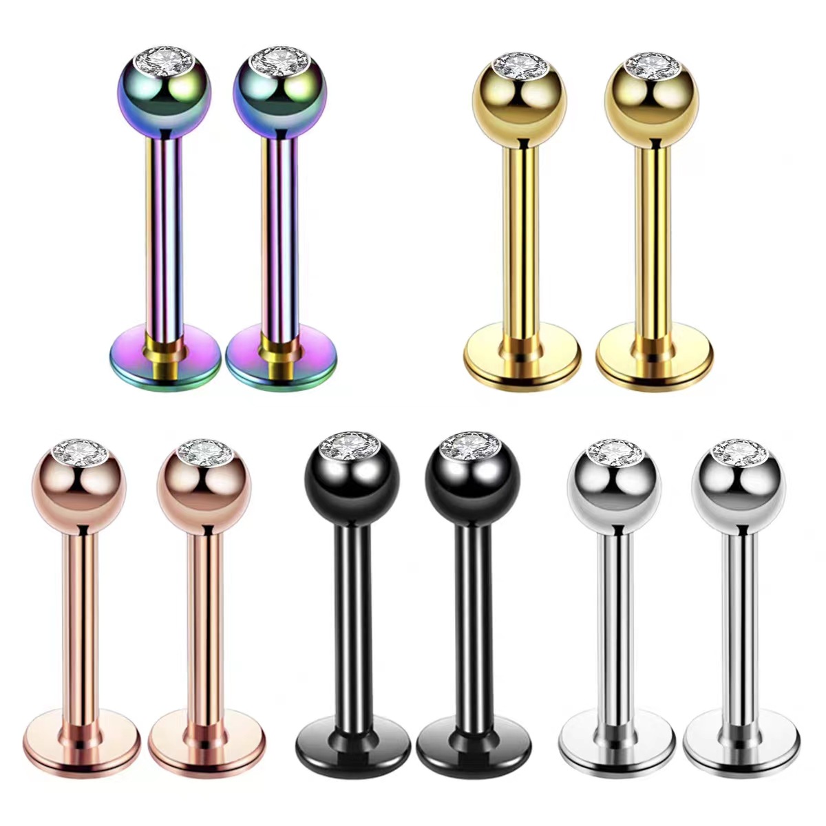16G Surgical Steel Ball Top CZ - Body Jewelry Surgical Steel recension och pris