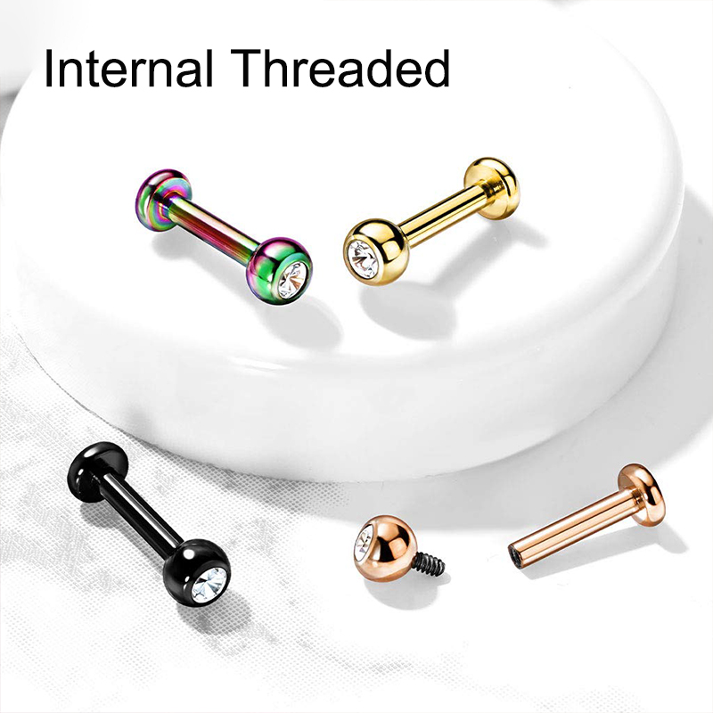 16G Surgical Steel Ball Top CZ - Body Jewelry Surgical Steel recension och pris