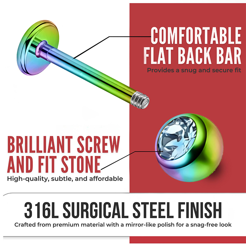 16G Surgical Steel Ball Top CZ - Body Jewelry Surgical Steel recension och pris
