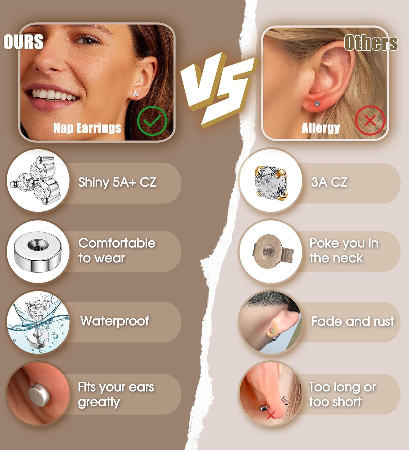 Bobisty 1pc Earrings for Sensi - Body Jewelry Surgical Steel recension och pris