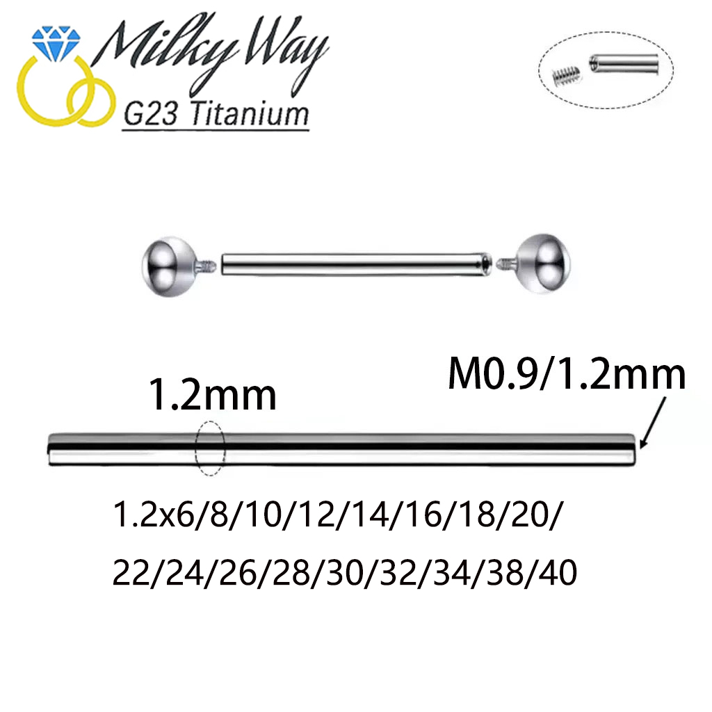 10/50/100PCS Threaded Titanium - Tongue Barbell Straight recension och pris