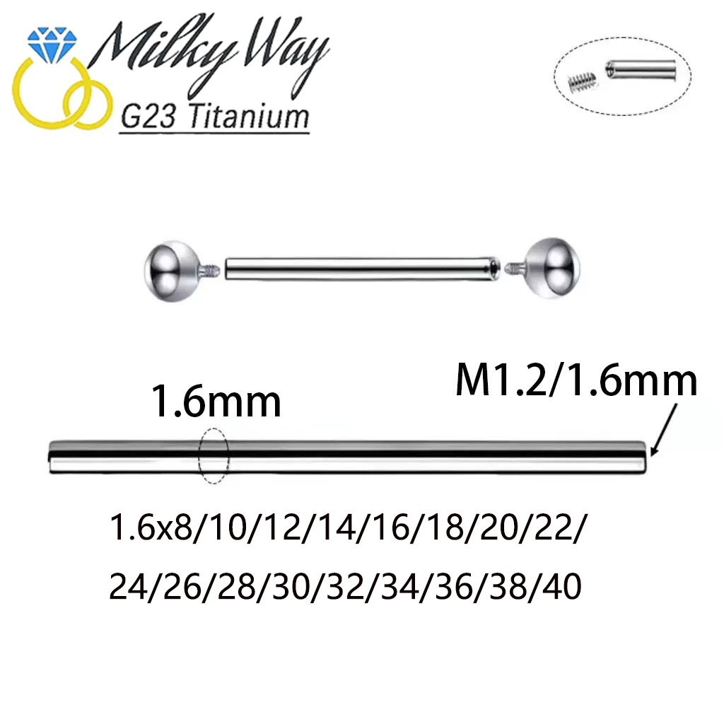 10/50/100PCS Threaded Titanium - Tongue Barbell Straight recension och pris