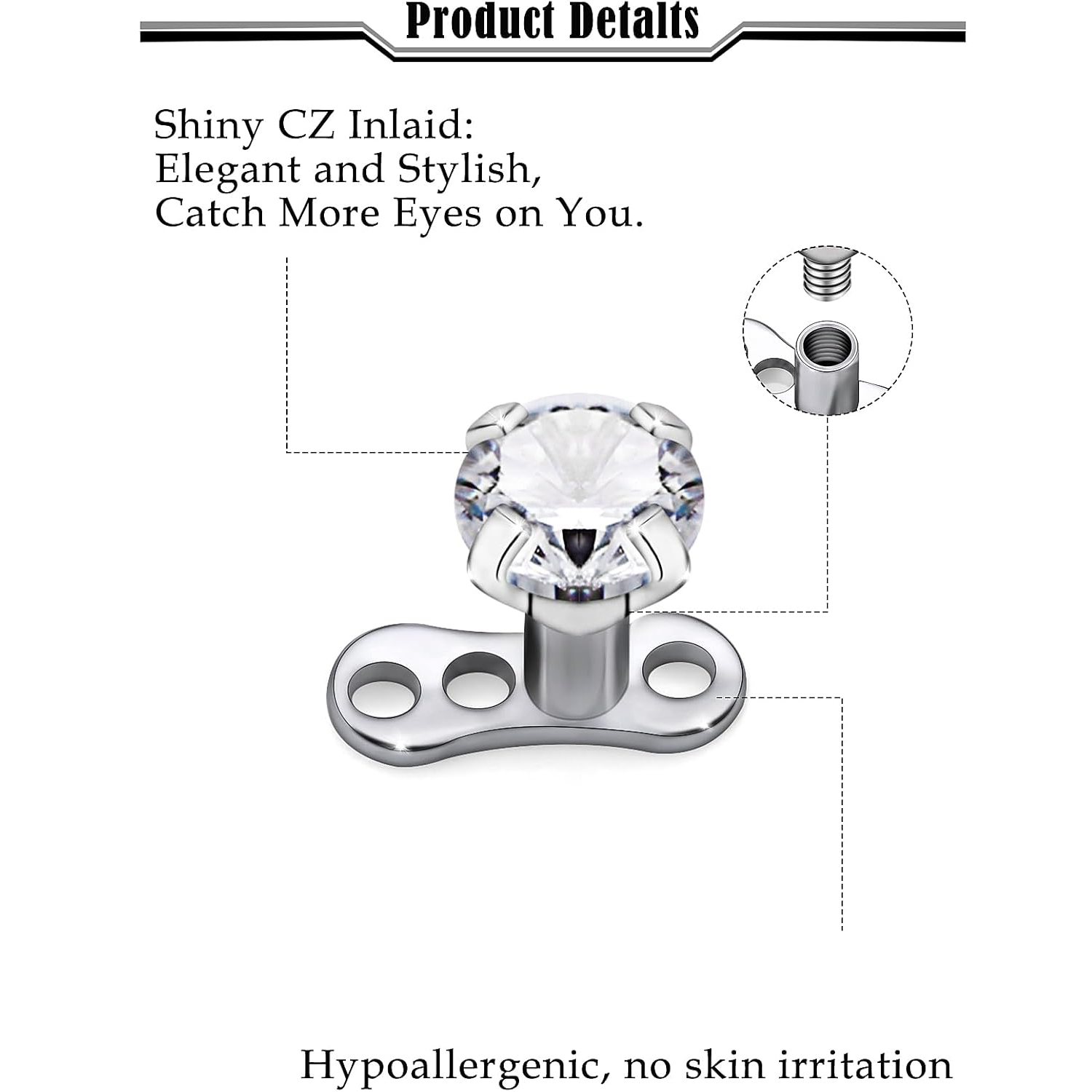 14G G23 Titanium Dermal Pierci - Dermal Anchor Top recension och pris