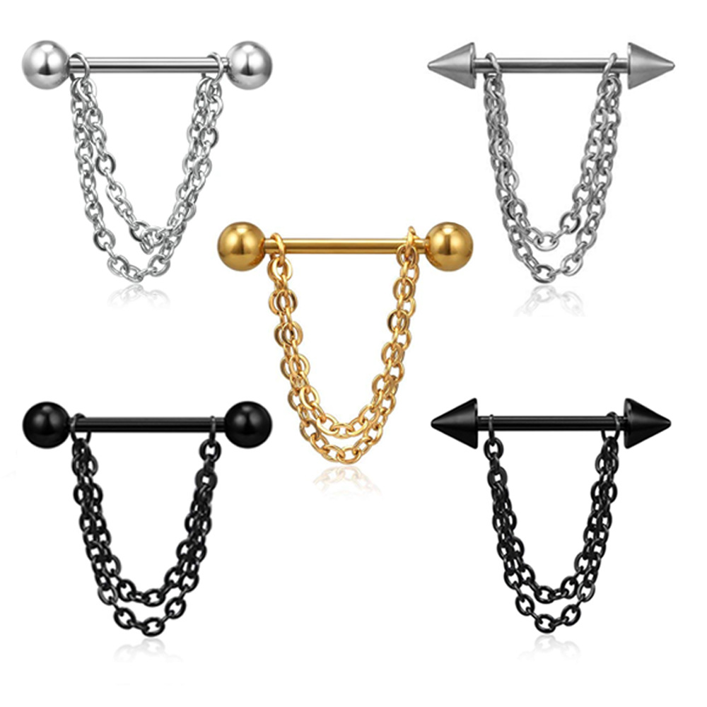 14G Black Punk Nipple Piercing - Body Jewelry Nipple Chain recension och pris