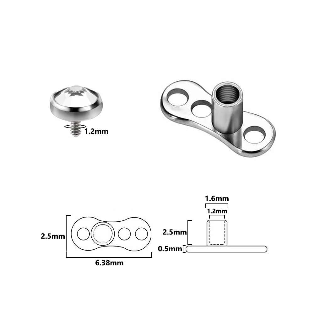 9PCS-1PC Surgical Steel Skin D - Dermal Anchor Top recension och pris