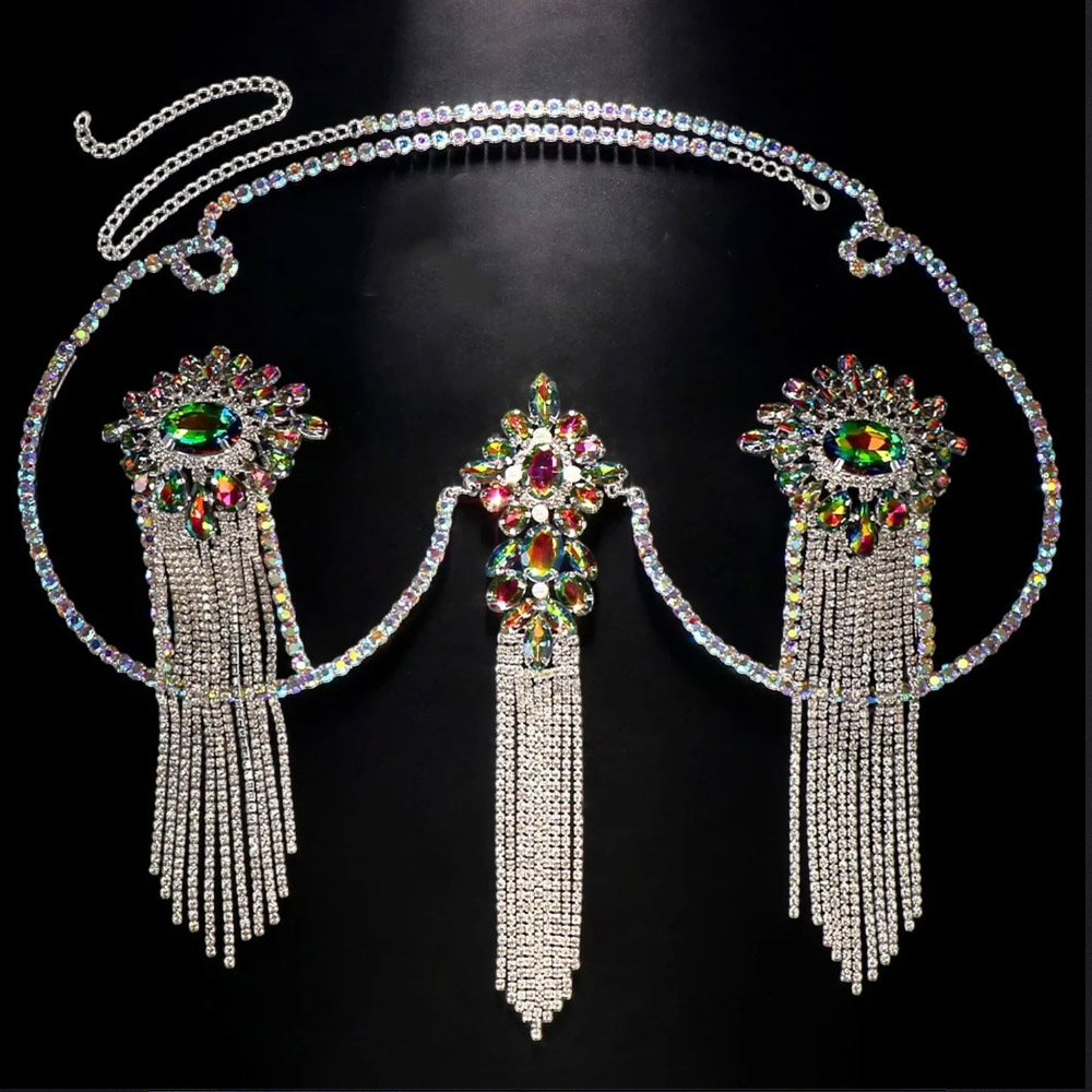Sexy Tassel Color Crystal Ches - Body Jewelry Nipple Chain recension och pris