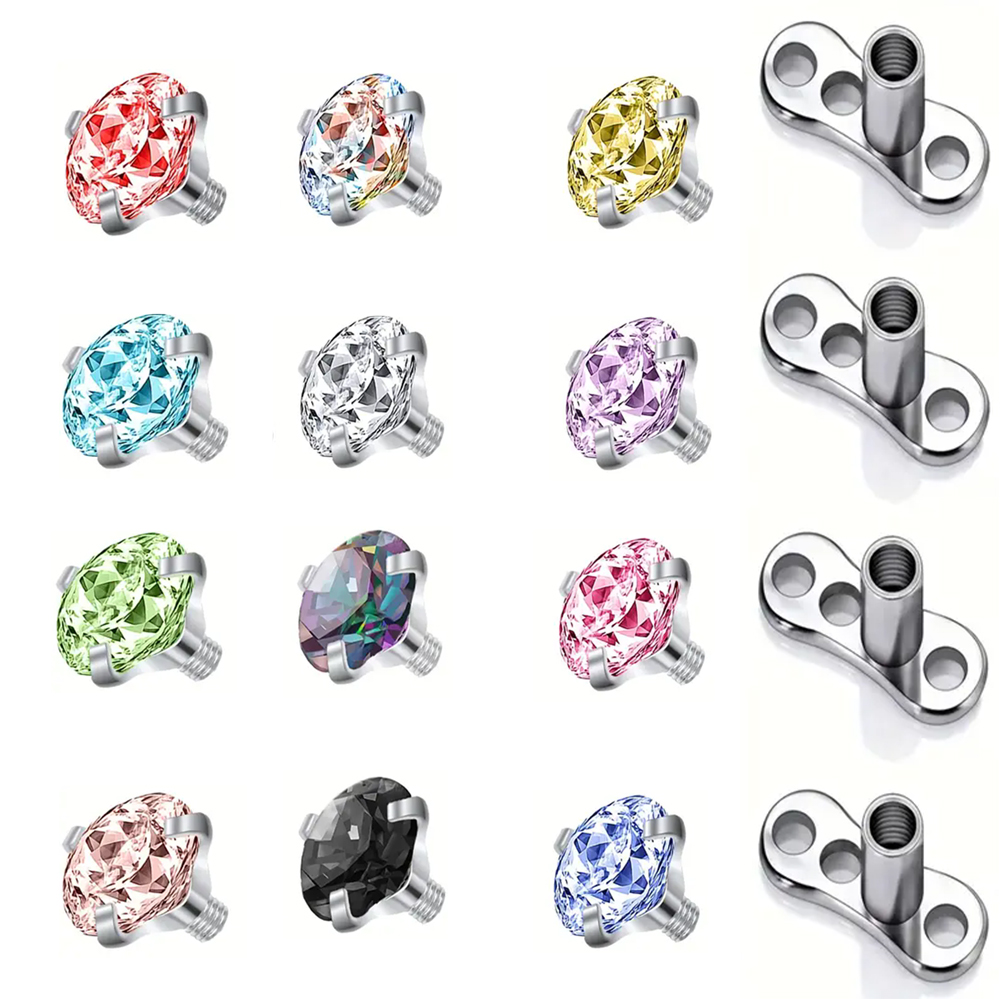 16PCS Crystal Zircon Dermal An - Dermal Anchor Top recension och pris