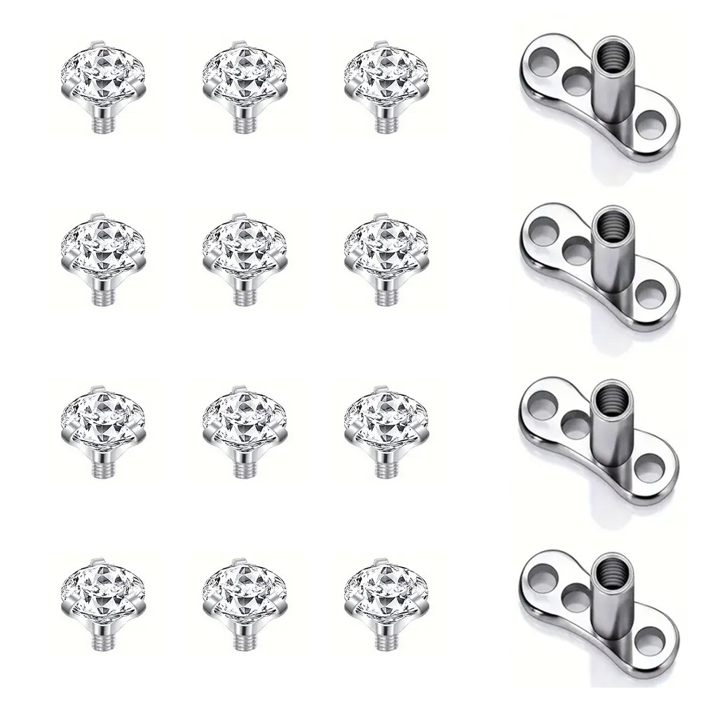 16PCS Crystal Zircon Dermal An - Dermal Anchor Top recension och pris