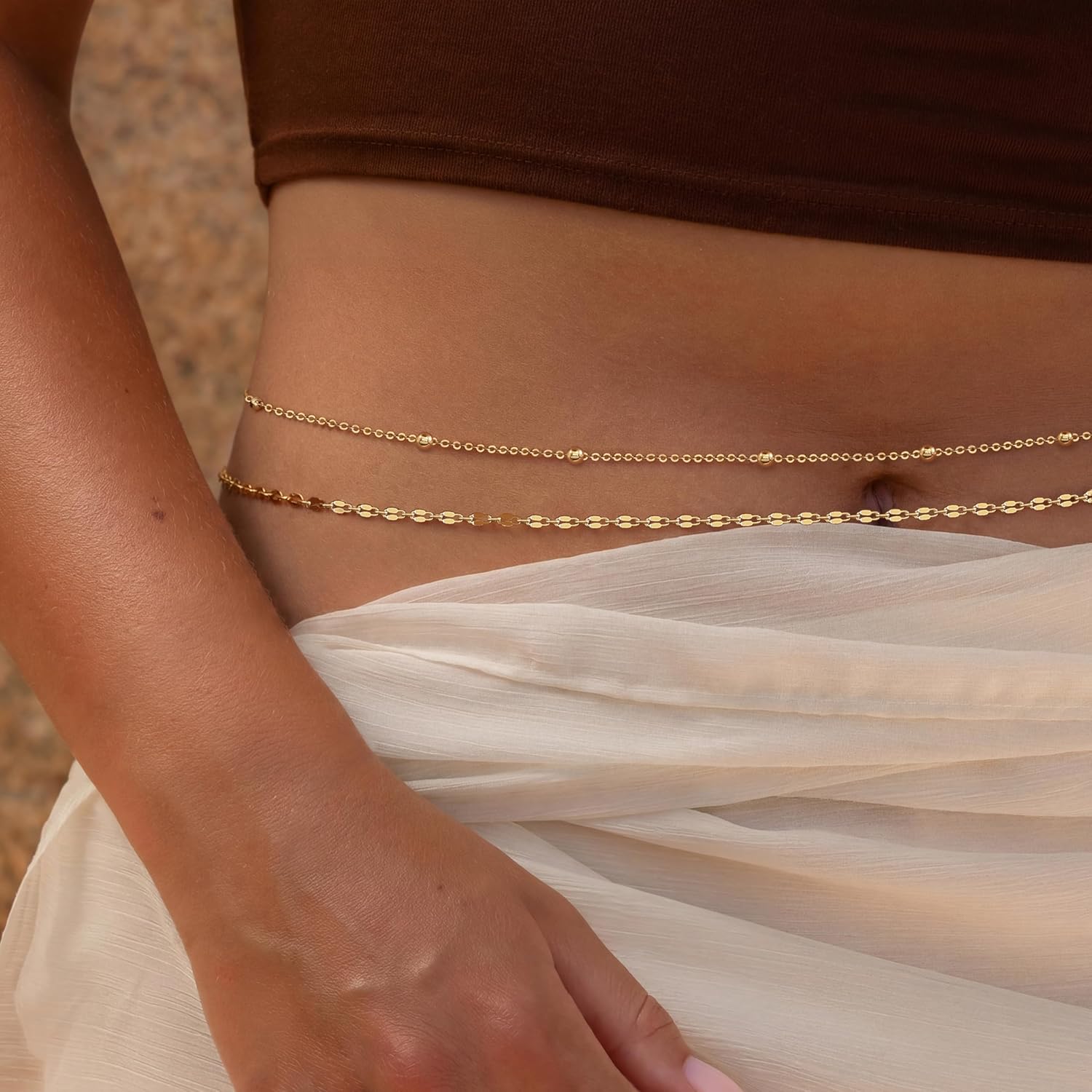14K Gold Plated Waist Chain Wo - Body Jewels recension och pris