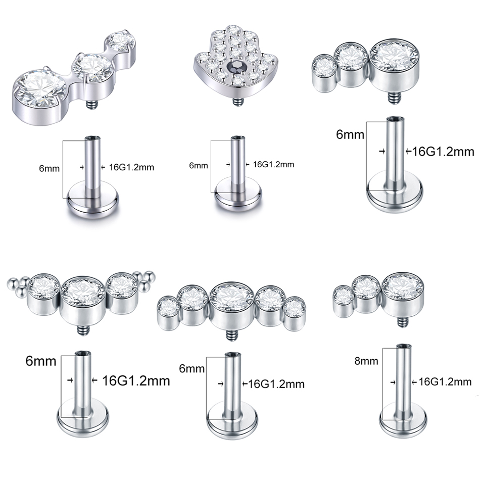 1PC Titanium 16G CZ Gem Labret - Cluster Stud Ear recension och pris