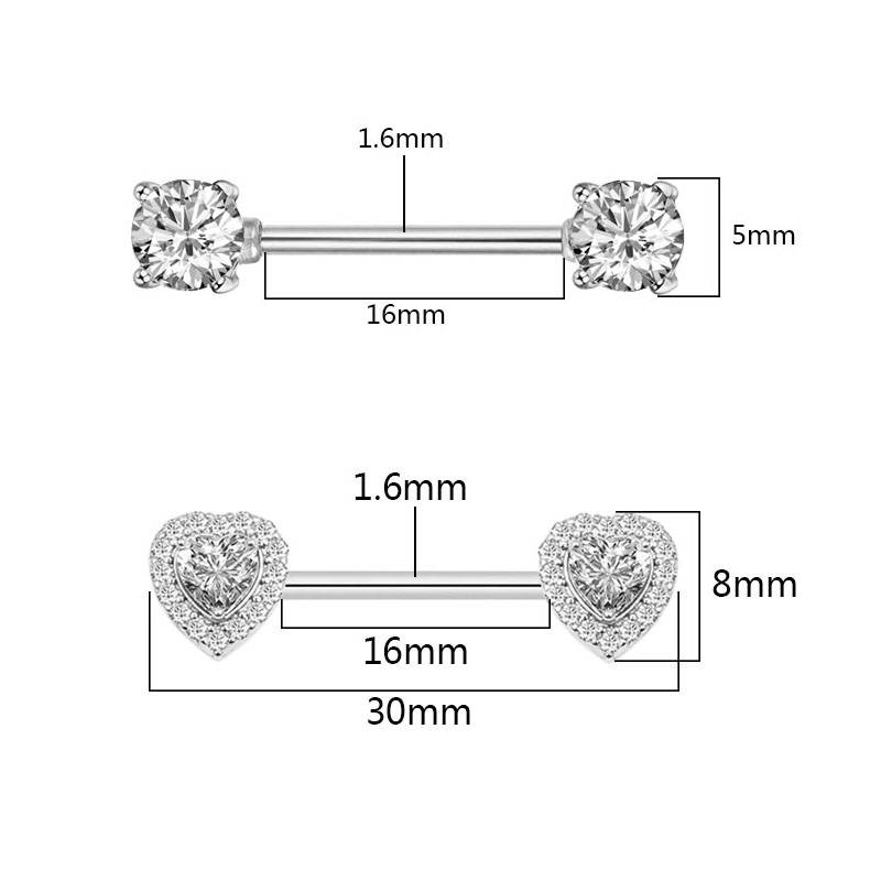 2Pcs Fashion High Quality Zirc - Body Jewelry Quality recension och pris